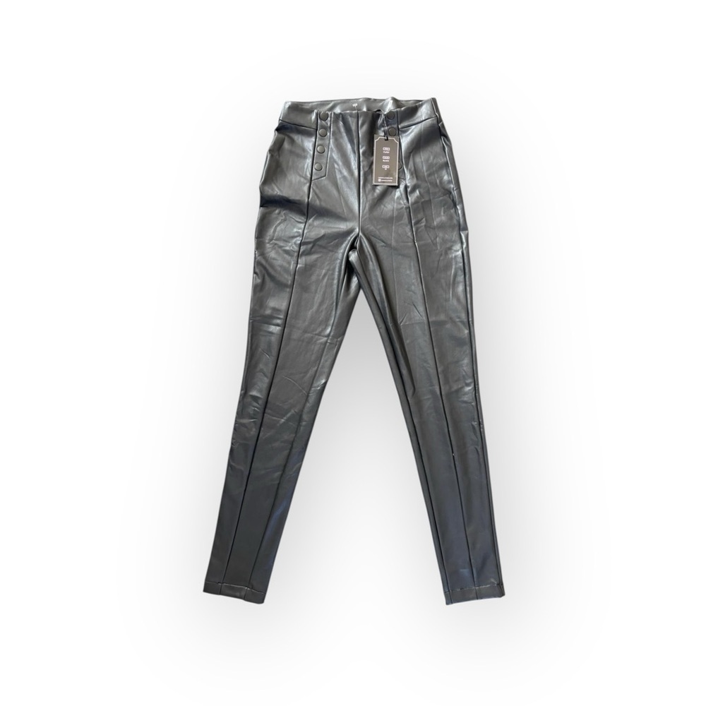 Boohoo Faux Leather High-Waist Skinny Pants Black Size M (Style PUP97)